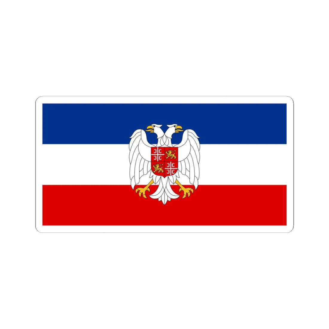 Flag of Serbia and Montenegro with coat of arms variant (Yugoslavia) STICKER Vinyl Kiss-Cut Decal 4 Inch White - The Sticker Space
