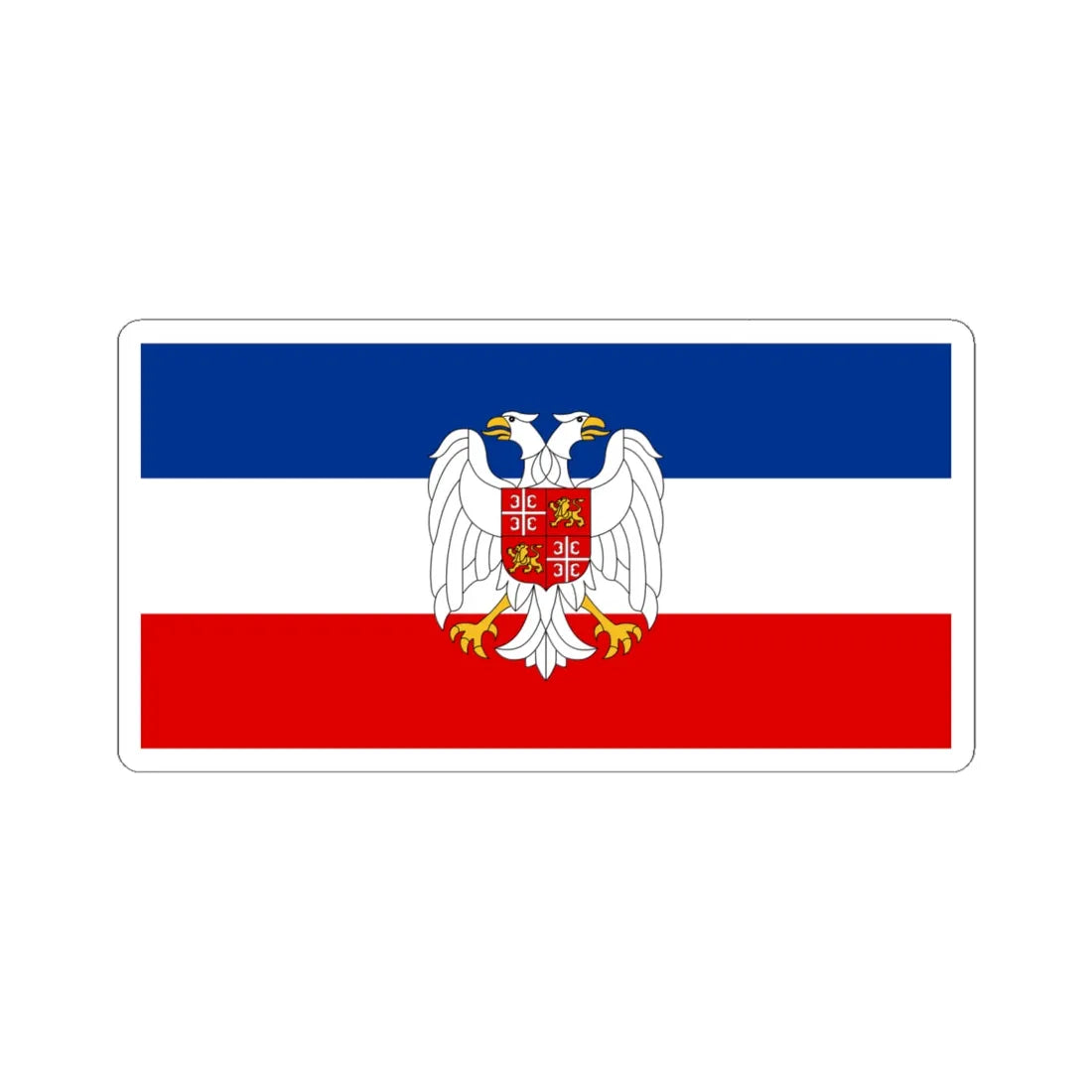 Flag of Serbia and Montenegro with coat of arms variant (Yugoslavia) STICKER Vinyl Kiss-Cut Decal 6 Inch White - The Sticker Space