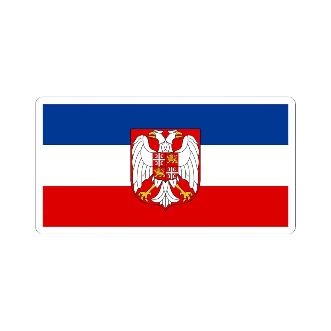 Flag of Serbia and Montenegro with coat of arms (Yugoslavia) STICKER Vinyl Kiss-Cut Decal 3 Inch White - The Sticker Space