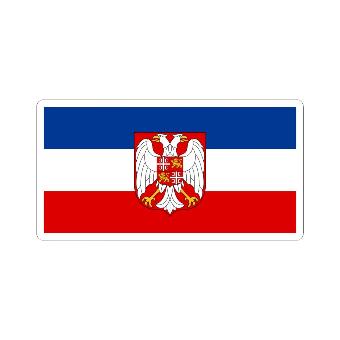 Flag of Serbia and Montenegro with coat of arms (Yugoslavia) STICKER Vinyl Kiss-Cut Decal 4 Inch White - The Sticker Space