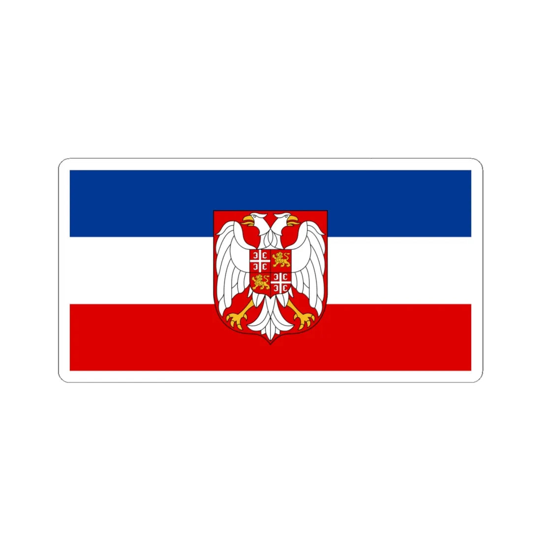 Flag of Serbia and Montenegro with coat of arms (Yugoslavia) STICKER Vinyl Kiss-Cut Decal 6 Inch White - The Sticker Space