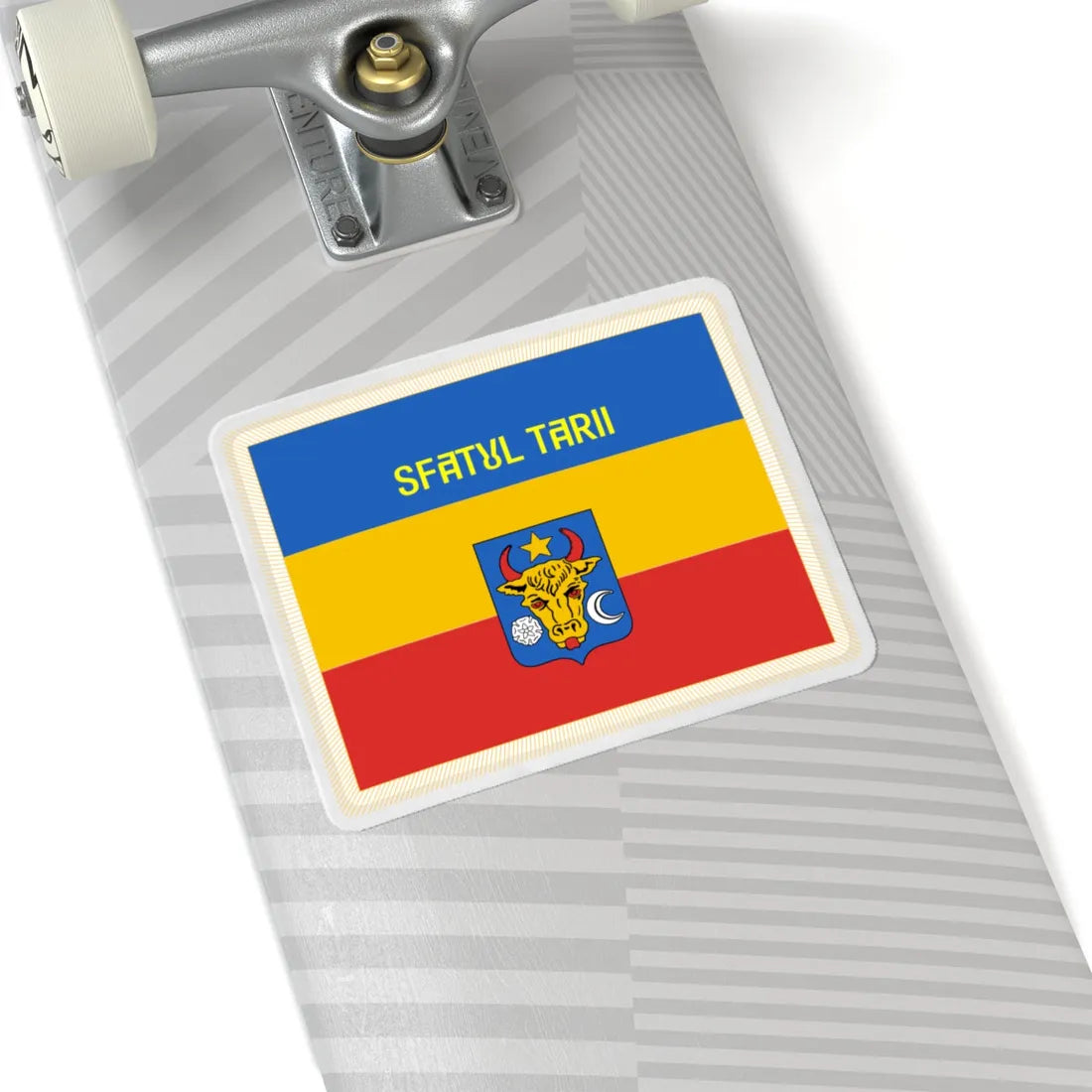 Flag of Sfatul Tarii obverse (Moldova) (Coat of Arms) STICKER Vinyl Kiss-Cut Decal - The Sticker Space