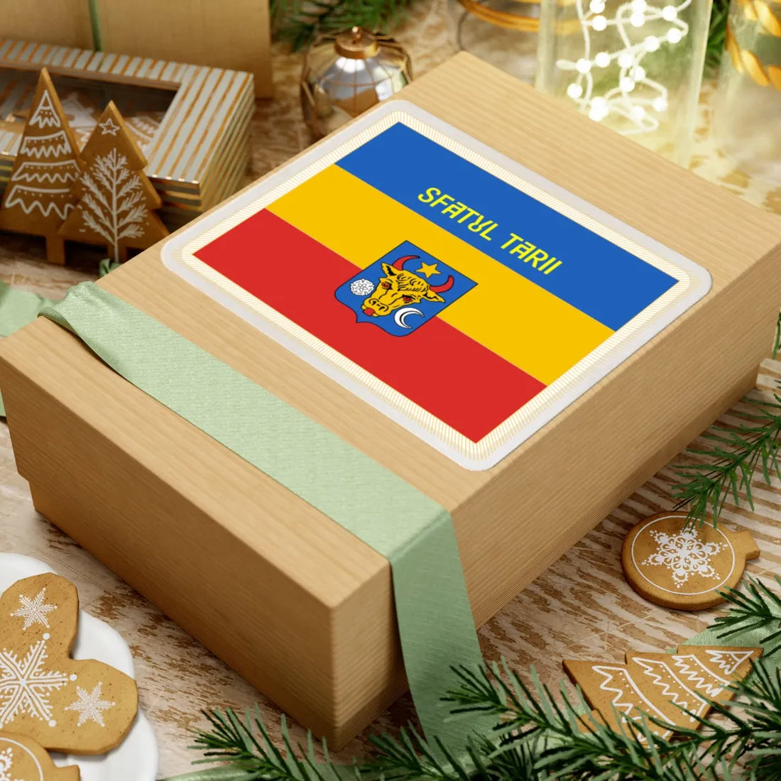 Flag of Sfatul Tarii obverse (Moldova) (Coat of Arms) STICKER Vinyl Kiss-Cut Decal - The Sticker Space