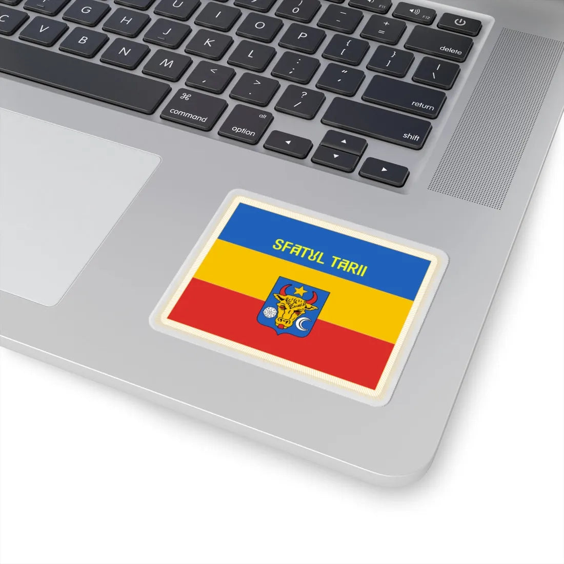 Flag of Sfatul Tarii obverse (Moldova) (Coat of Arms) STICKER Vinyl Kiss-Cut Decal - The Sticker Space