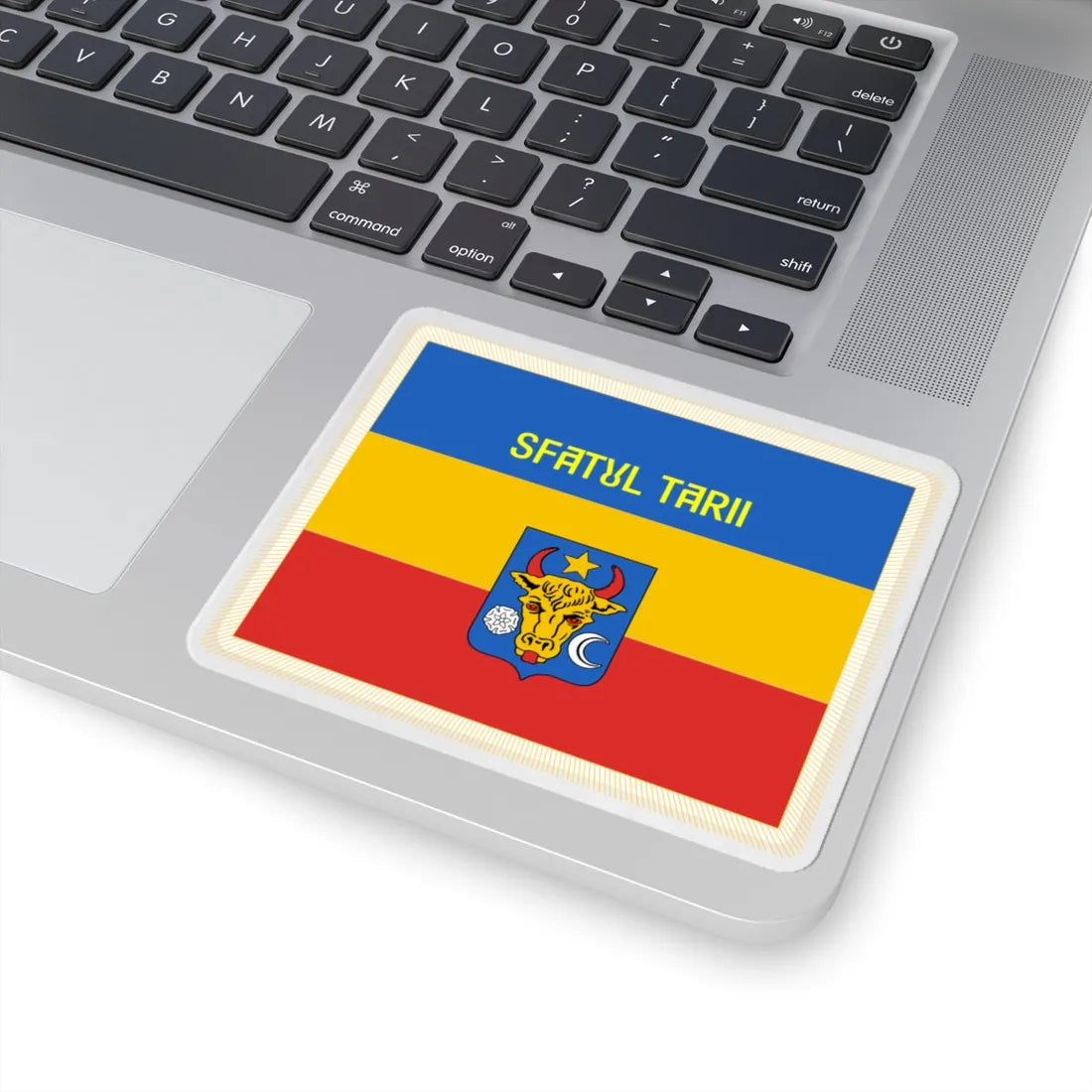 Flag of Sfatul Tarii obverse (Moldova) (Coat of Arms) STICKER Vinyl Kiss-Cut Decal - The Sticker Space