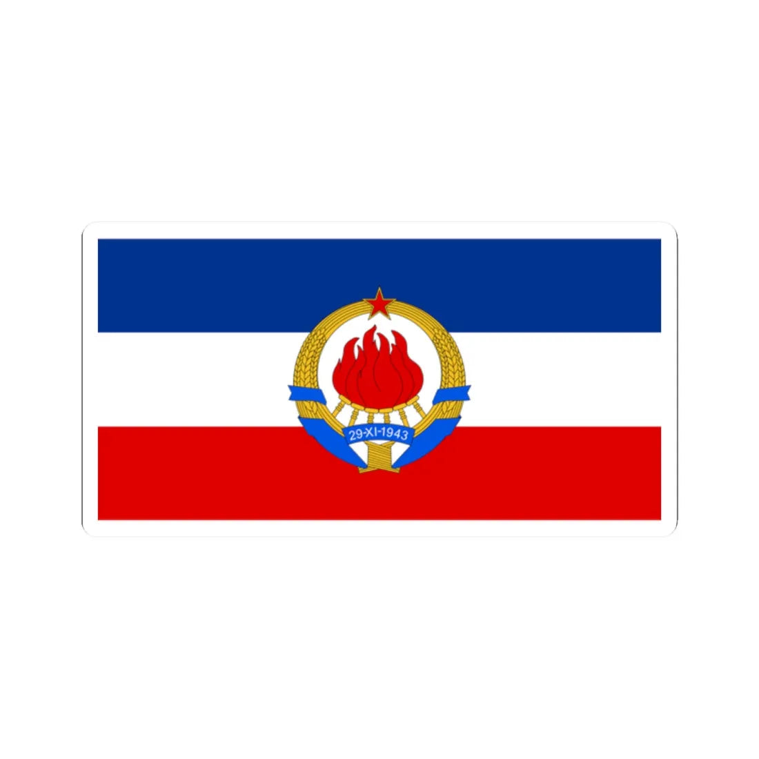 Flag of SFR Yugoslavia with coat of arms (Yugoslavia) STICKER Vinyl Kiss-Cut Decal 2 Inch White - The Sticker Space
