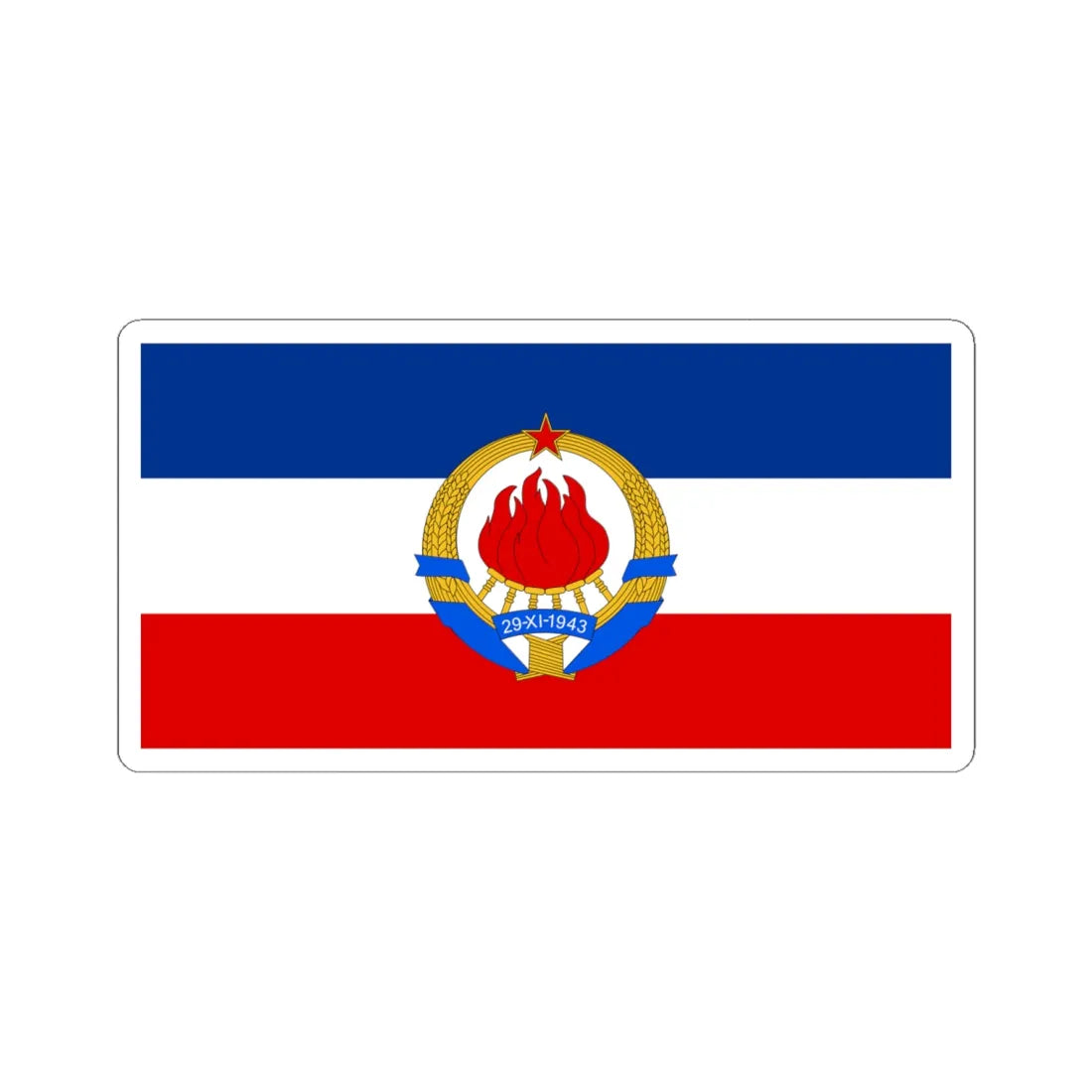 Flag of SFR Yugoslavia with coat of arms (Yugoslavia) STICKER Vinyl Kiss-Cut Decal 6 Inch White - The Sticker Space