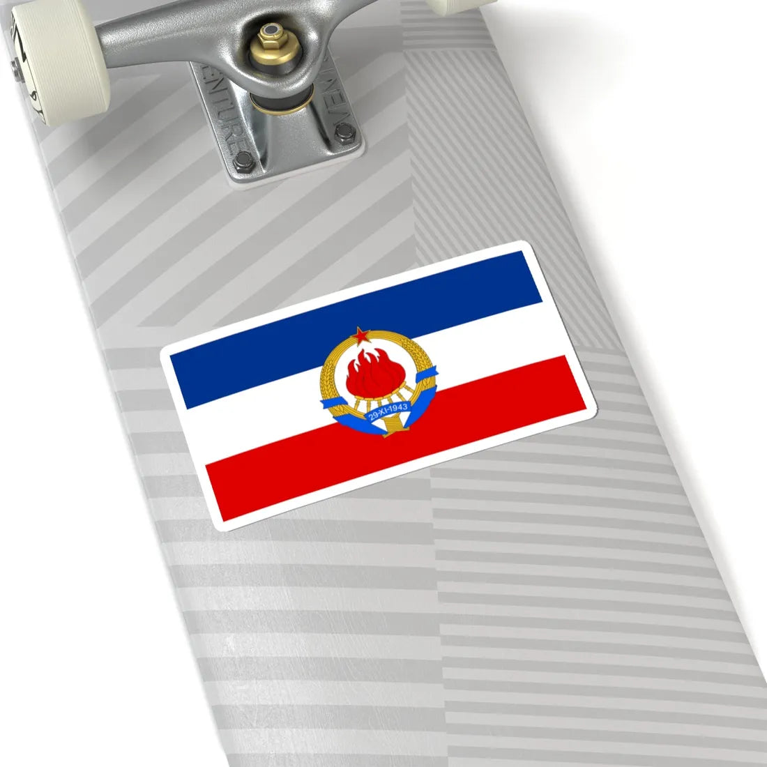 Flag of SFR Yugoslavia with coat of arms (Yugoslavia) STICKER Vinyl Kiss-Cut Decal - The Sticker Space