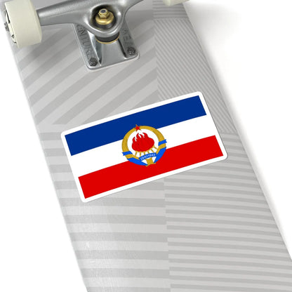 Flag of SFR Yugoslavia with coat of arms (Yugoslavia) STICKER Vinyl Kiss-Cut Decal - The Sticker Space