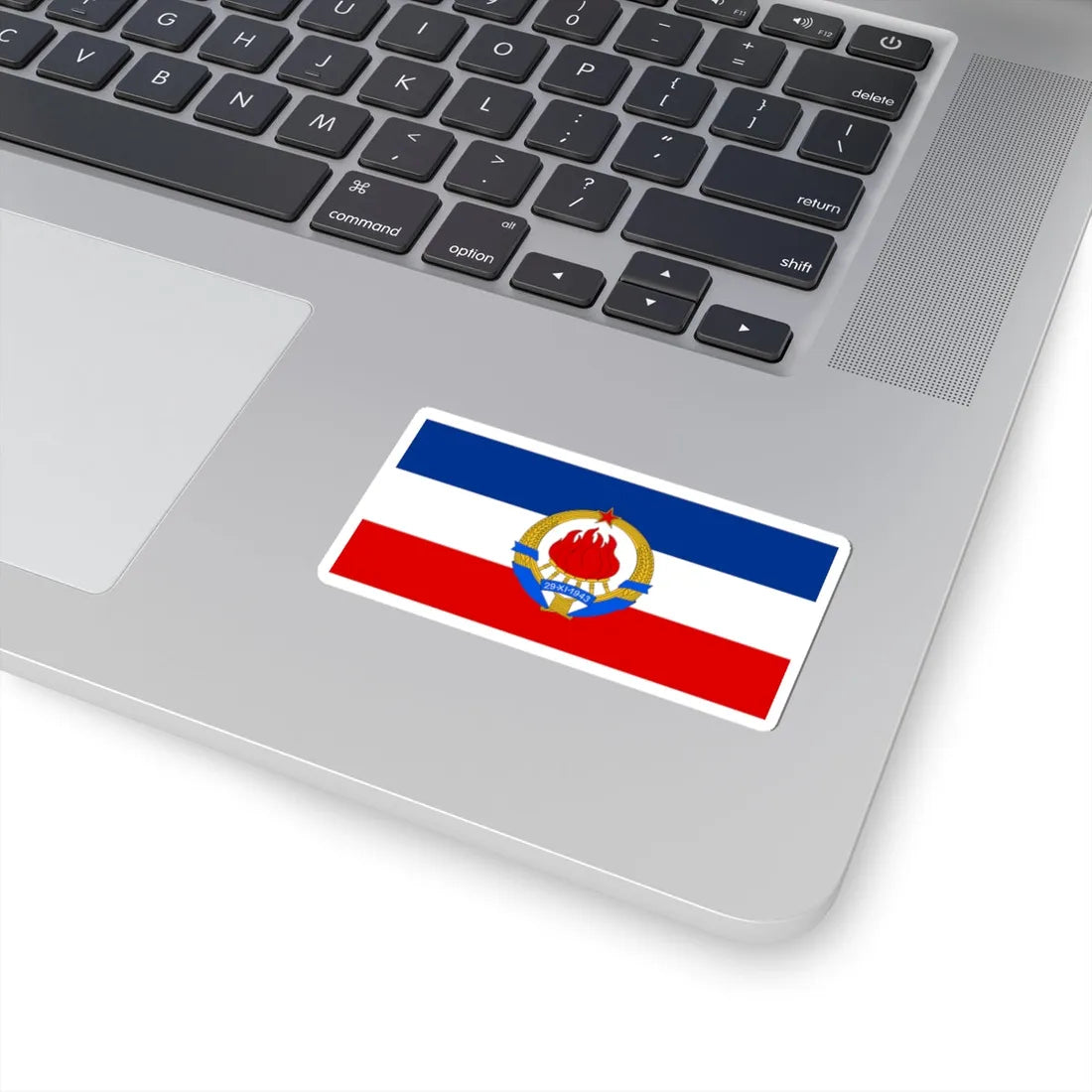 Flag of SFR Yugoslavia with coat of arms (Yugoslavia) STICKER Vinyl Kiss-Cut Decal - The Sticker Space