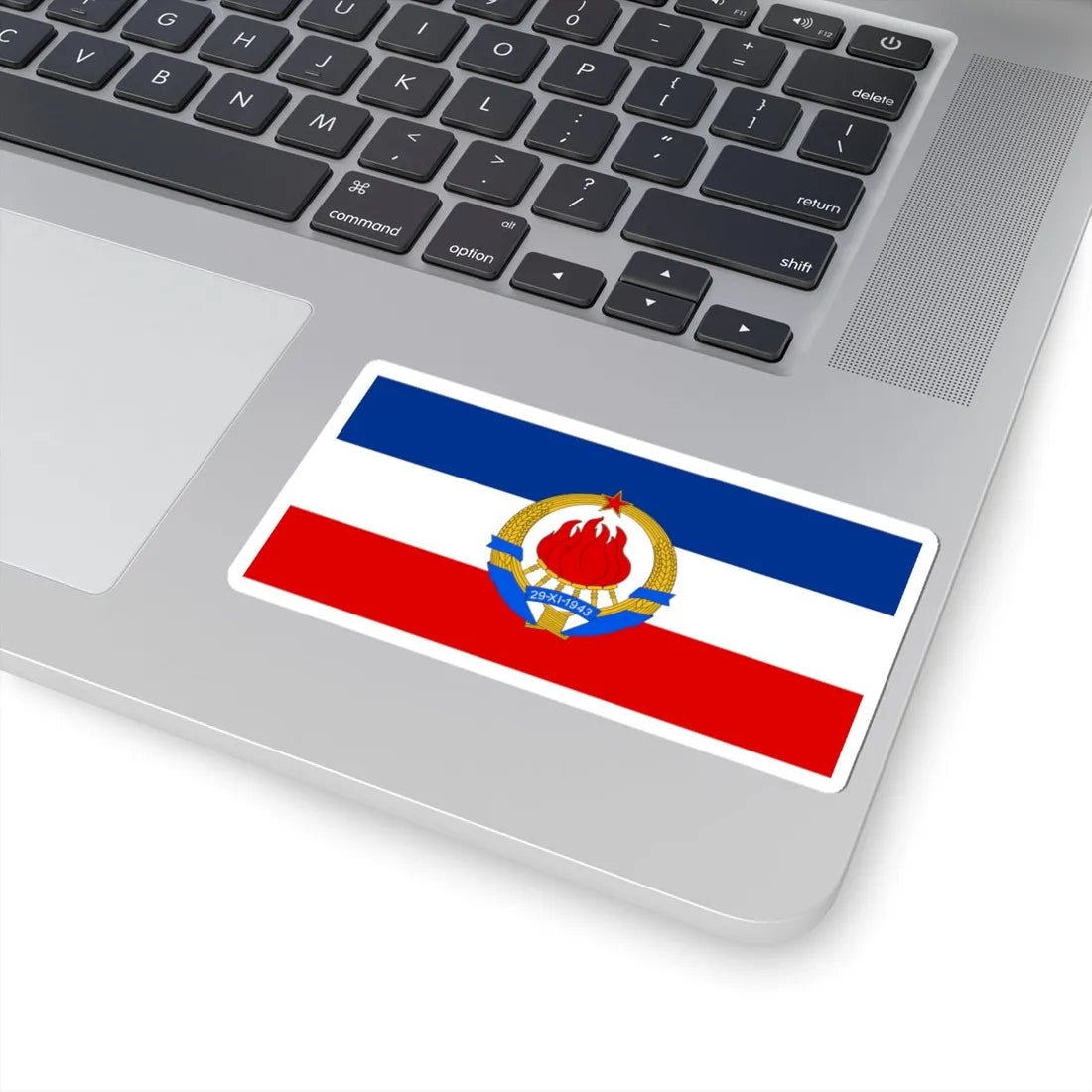 Flag of SFR Yugoslavia with coat of arms (Yugoslavia) STICKER Vinyl Kiss-Cut Decal - The Sticker Space