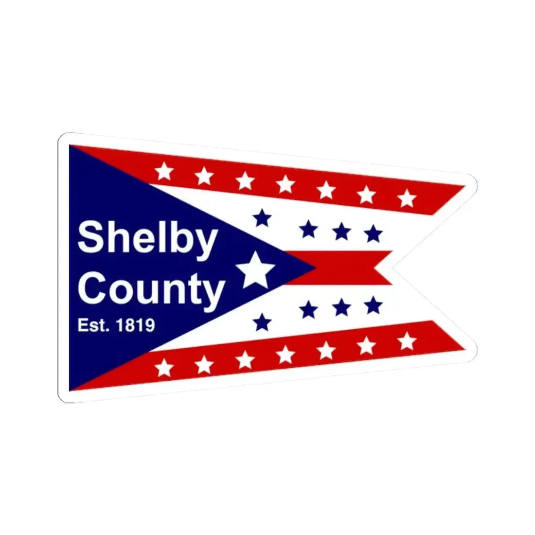 Flag of Shelby County Ohio (United States) STICKER Vinyl Kiss-Cut Decal 2 Inch White - The Sticker Space