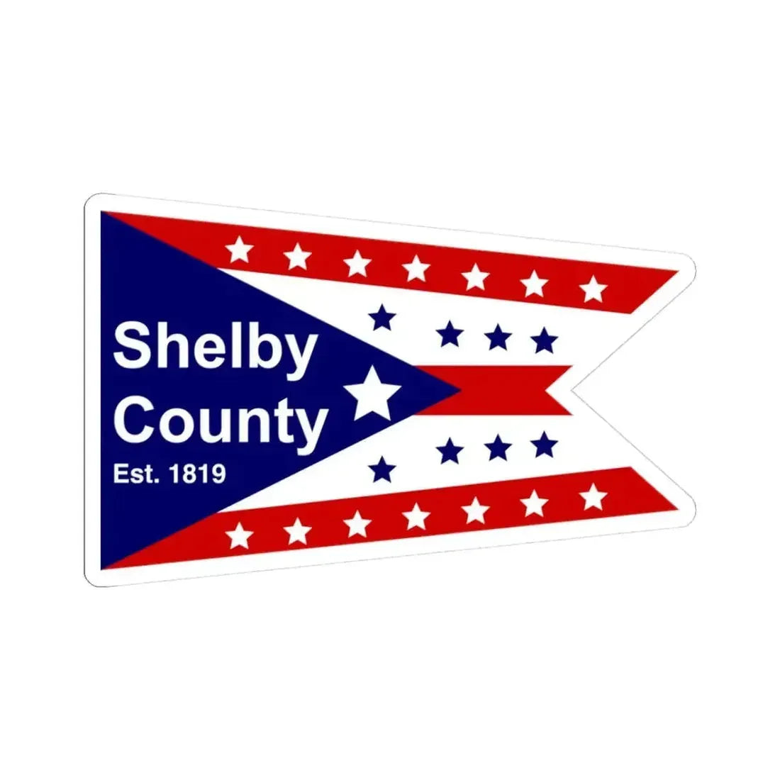 Flag of Shelby County Ohio (United States) STICKER Vinyl Kiss-Cut Decal 3 Inch White - The Sticker Space