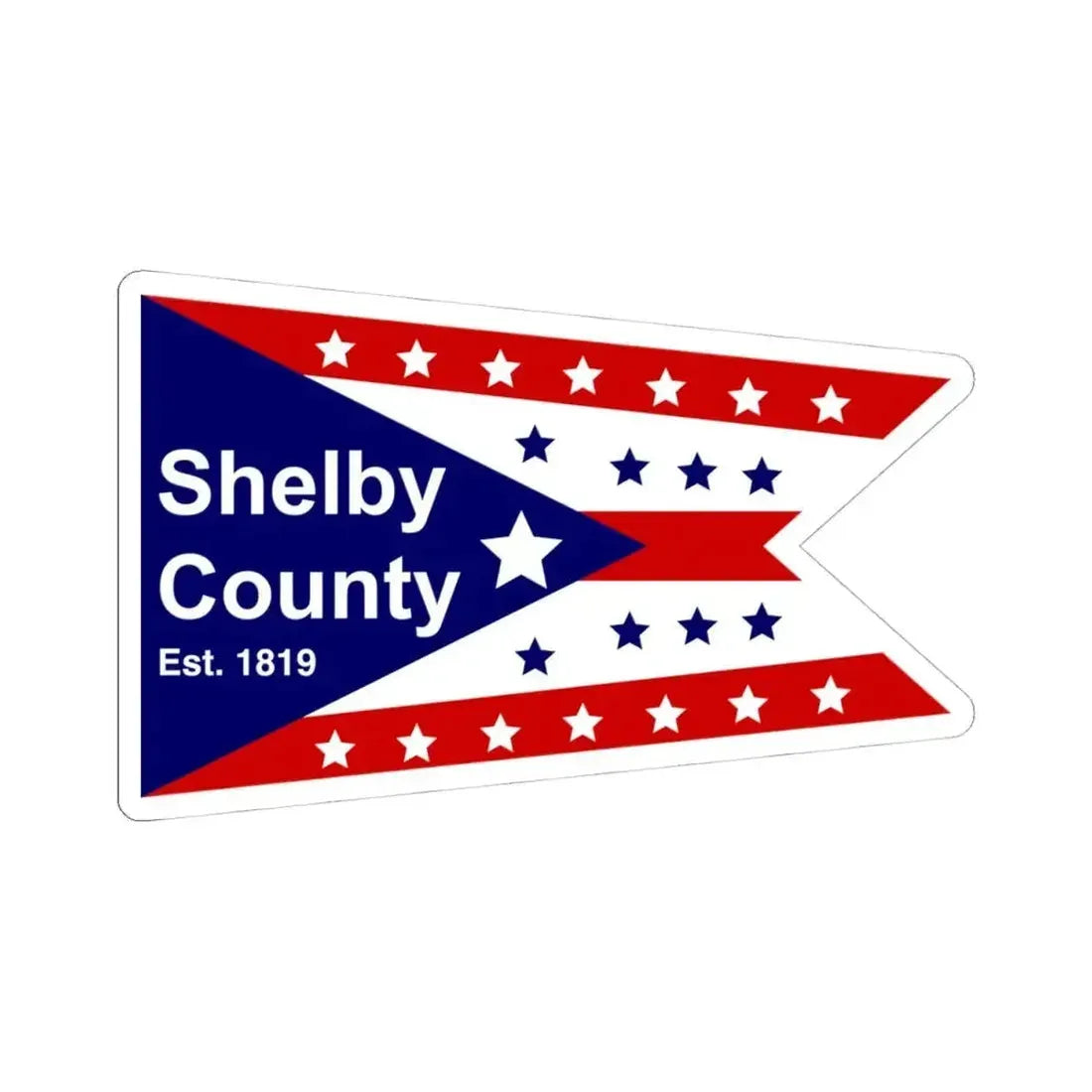 Flag of Shelby County Ohio (United States) STICKER Vinyl Kiss-Cut Decal 4 Inch White - The Sticker Space