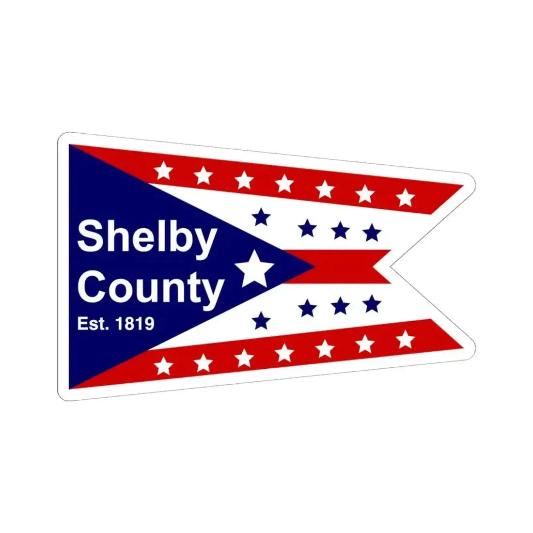Flag of Shelby County Ohio (United States) STICKER Vinyl Kiss-Cut Decal 6 Inch White - The Sticker Space
