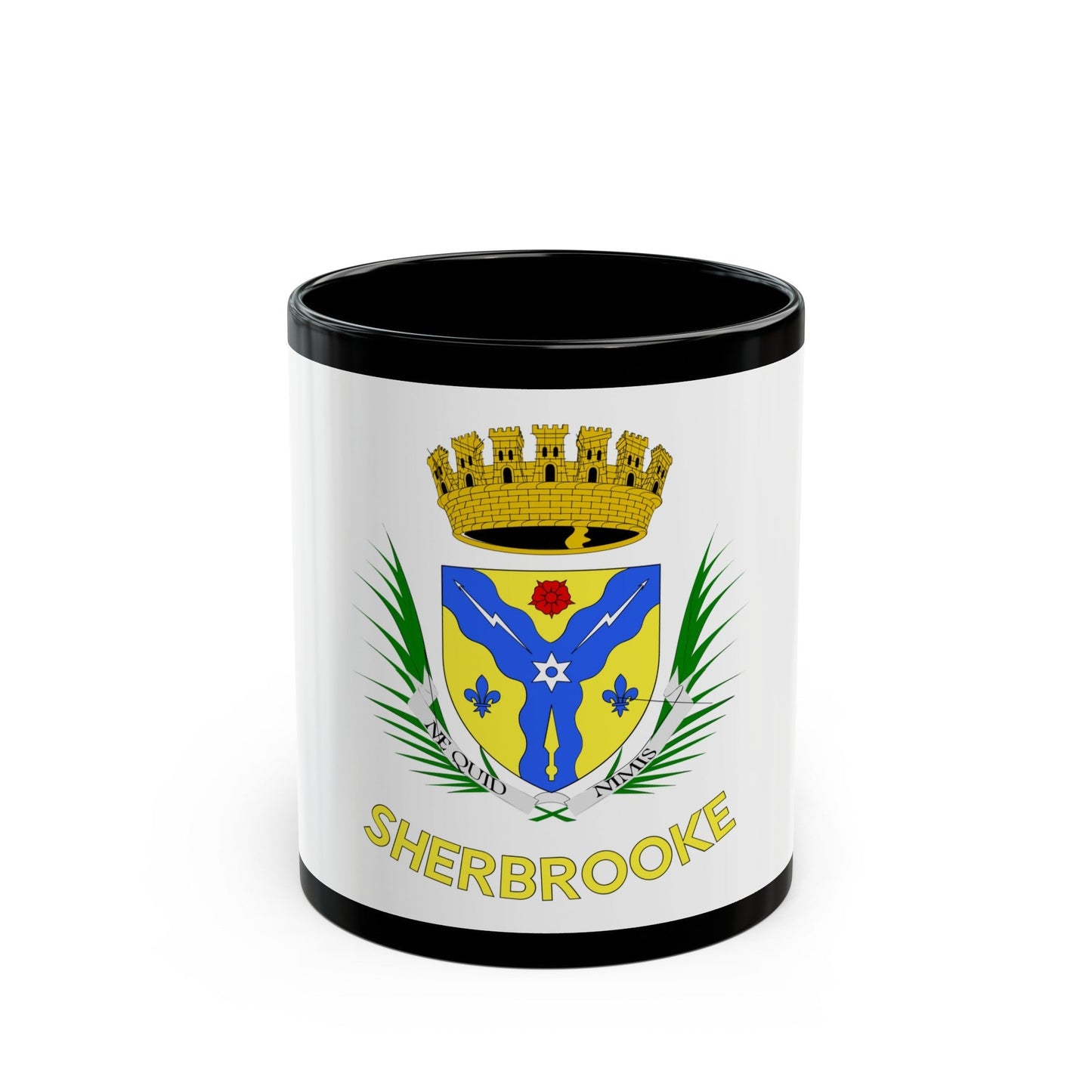 Flag of Sherbrooke Canada - Black Coffee Mug-11oz-The Sticker Space