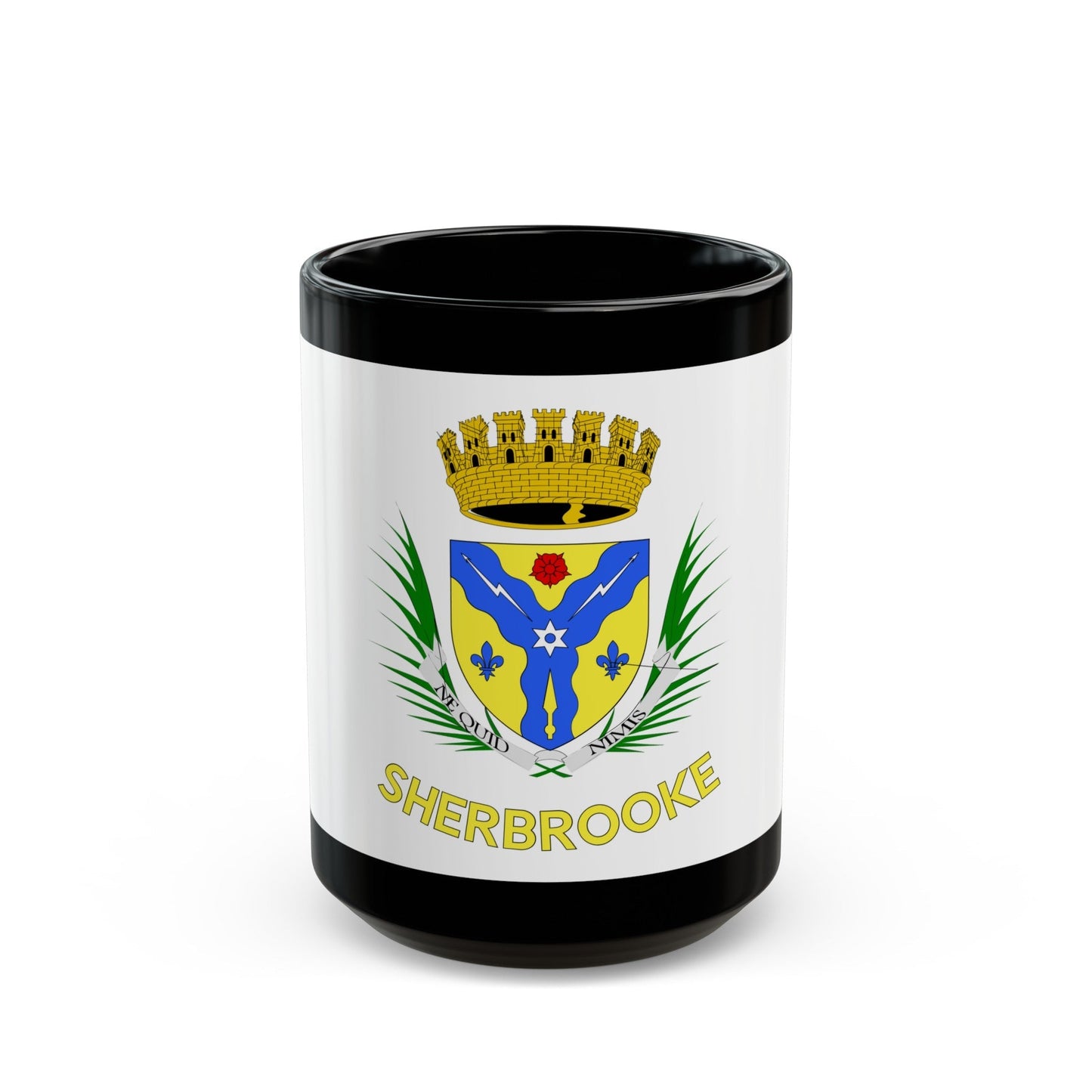 Flag of Sherbrooke Canada - Black Coffee Mug-15oz-The Sticker Space