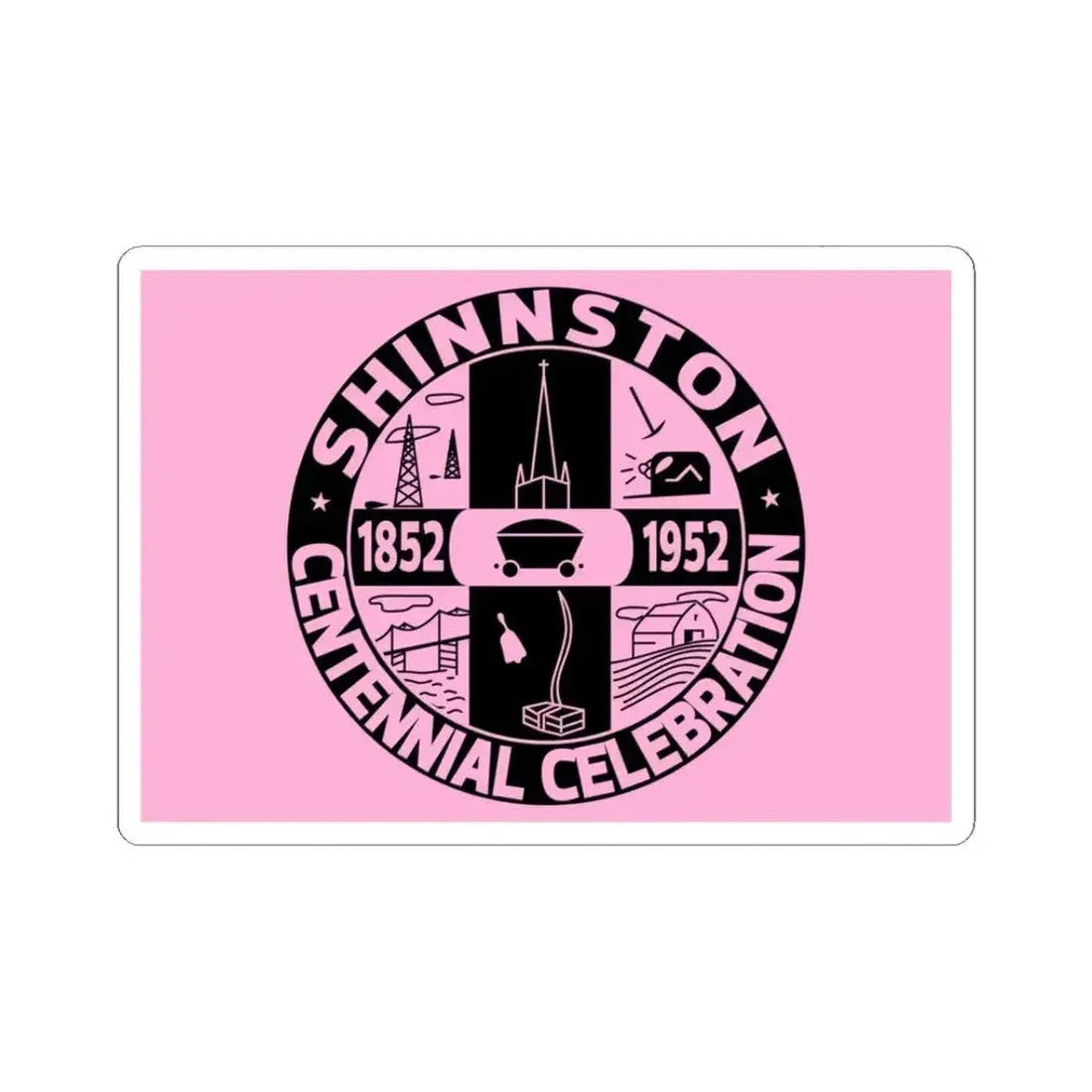 Flag of Shinnston West Virginia 1952 (United States) STICKER Vinyl Kiss-Cut Decal 3 Inch White - The Sticker Space