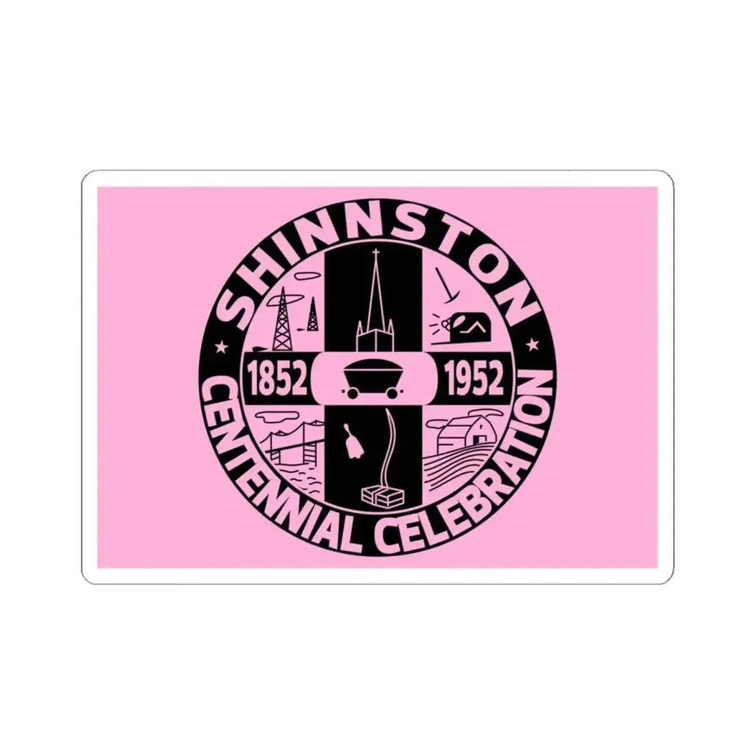 Flag of Shinnston West Virginia 1952 (United States) STICKER Vinyl Kiss-Cut Decal 4 Inch White - The Sticker Space