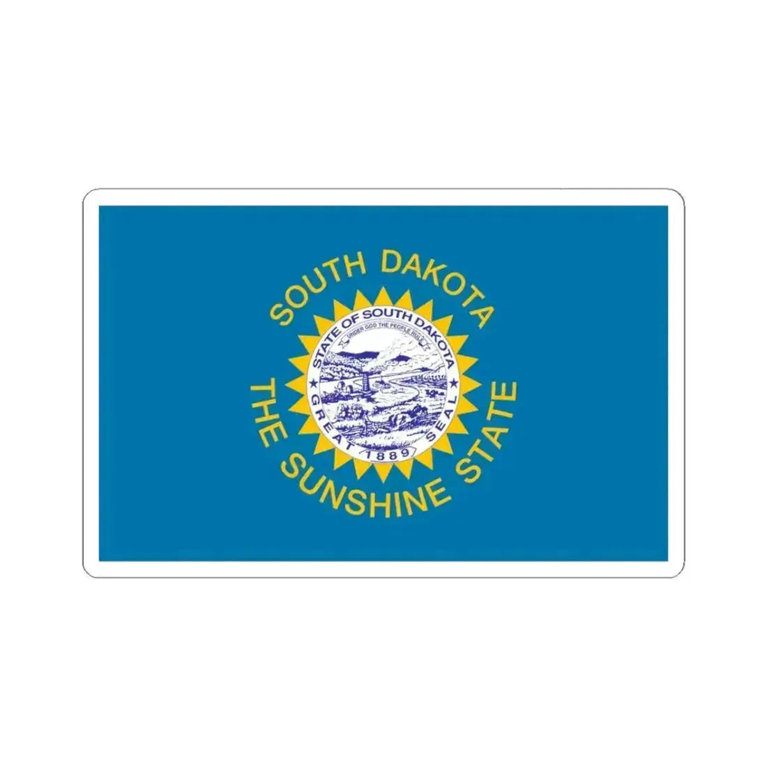 Flag of South Dakota 1963-1992 (United States) STICKER Vinyl Kiss-Cut Decal 3 Inch White - The Sticker Space