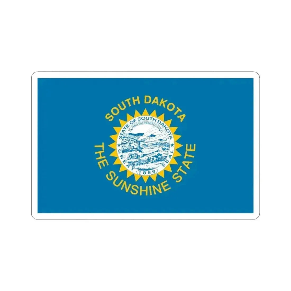 Flag of South Dakota 1963 - 1992 (United States) STICKER Vinyl Kiss-Cut Decal 4 Inch White - The Sticker Space