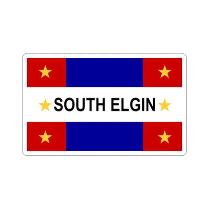 Flag of South Elgin Illinois (United States) STICKER Vinyl Kiss-Cut Decal 3 Inch White - The Sticker Space