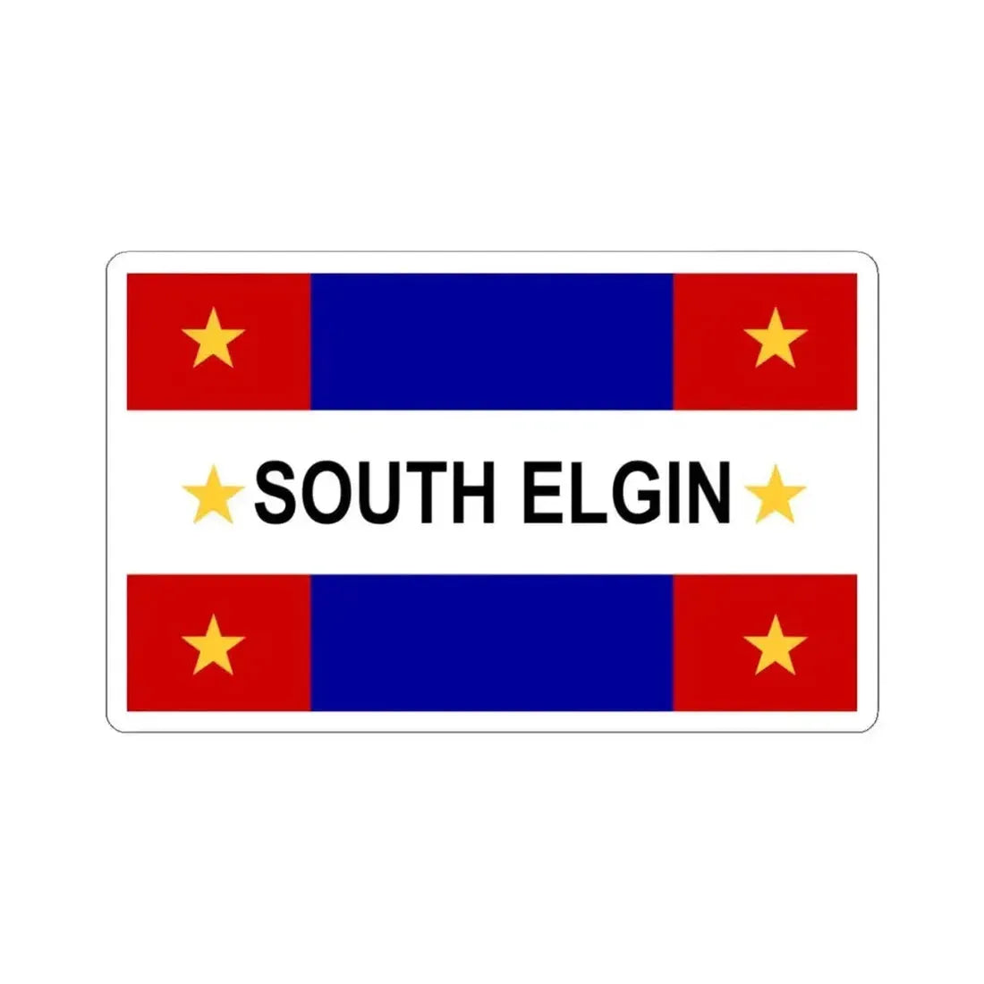 Flag of South Elgin Illinois (United States) STICKER Vinyl Kiss-Cut Decal 4 Inch White - The Sticker Space