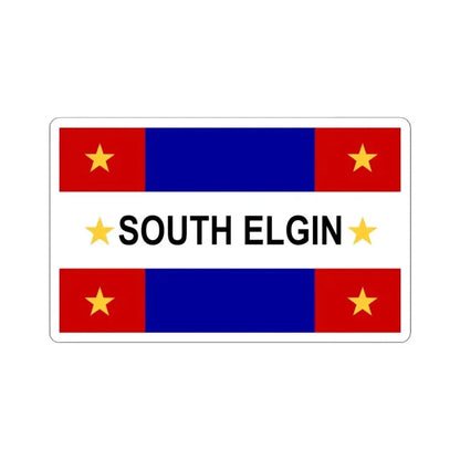Flag of South Elgin Illinois (United States) STICKER Vinyl Kiss-Cut Decal 4 Inch White - The Sticker Space