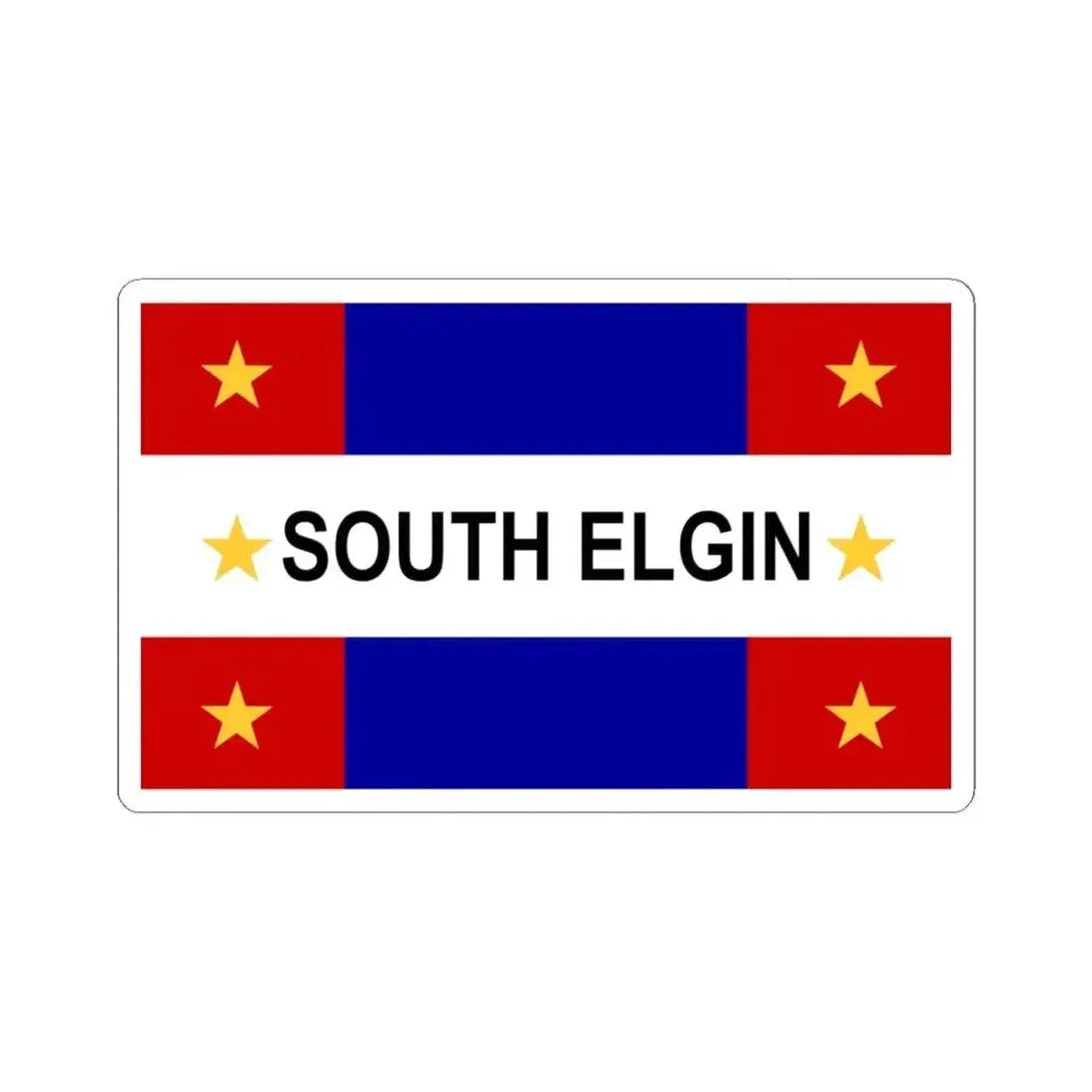Flag of South Elgin Illinois (United States) STICKER Vinyl Kiss-Cut Decal 6 Inch White - The Sticker Space