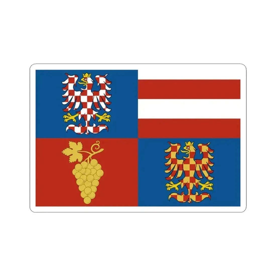 Flag of South Moravian Region (Czech Republic) STICKER Vinyl Kiss-Cut Decal 3 Inch White - The Sticker Space