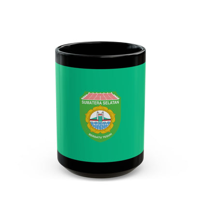 Flag of South Sumatra Indonesia - Black Coffee Mug-15oz-The Sticker Space