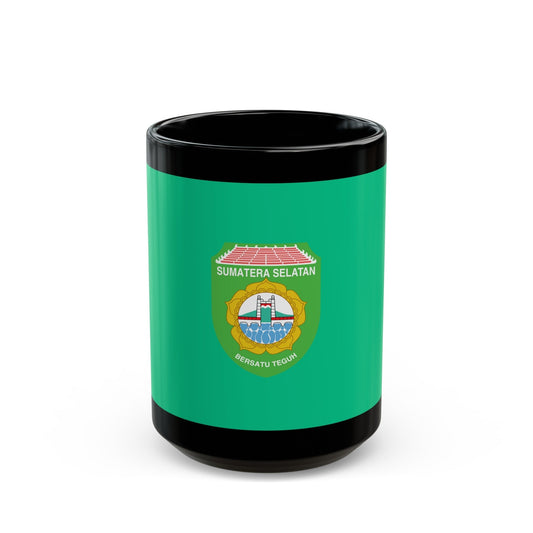 Flag of South Sumatra Indonesia - Black Coffee Mug-15oz-The Sticker Space