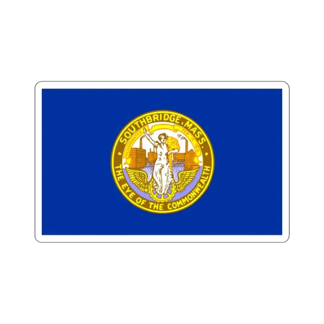 Flag of Southbridge, Massachusetts - STICKER Vinyl Kiss-Cut Decal 2 Inch White - The Sticker Space
