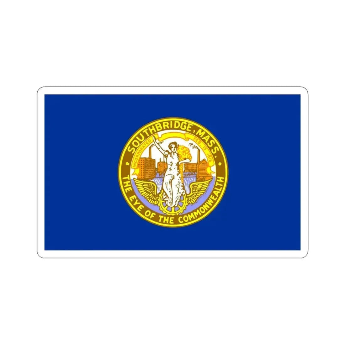 Flag of Southbridge Massachusetts USA STICKER Vinyl Die-Cut Decal 4 Inch - The Sticker Space
