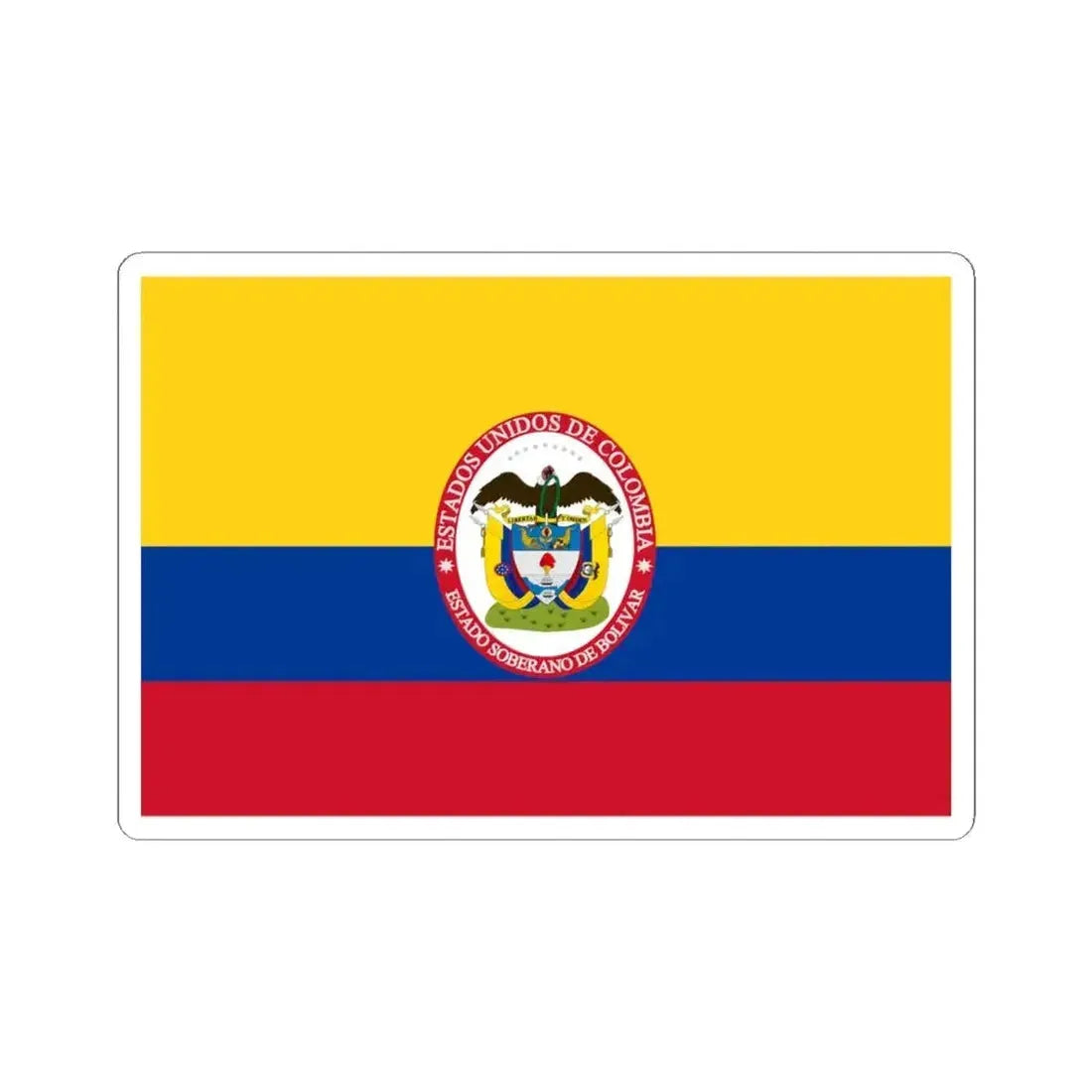 Flag of Sovereign State of Bolivar (Colombia) STICKER Vinyl Kiss-Cut Decal 4 Inch White - The Sticker Space