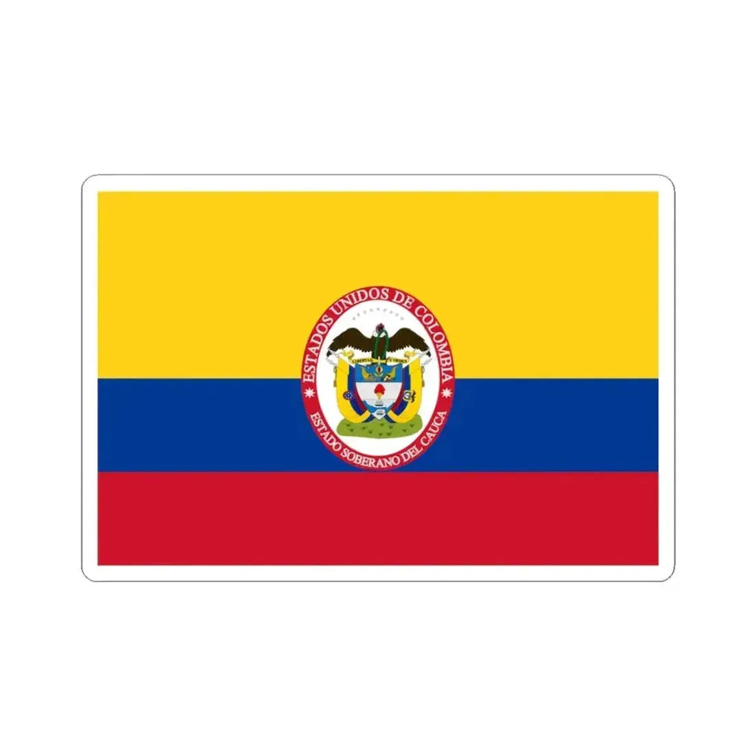 Flag of Sovereign State of Cauca (Colombia) STICKER Vinyl Kiss-Cut Decal 3 Inch White - The Sticker Space