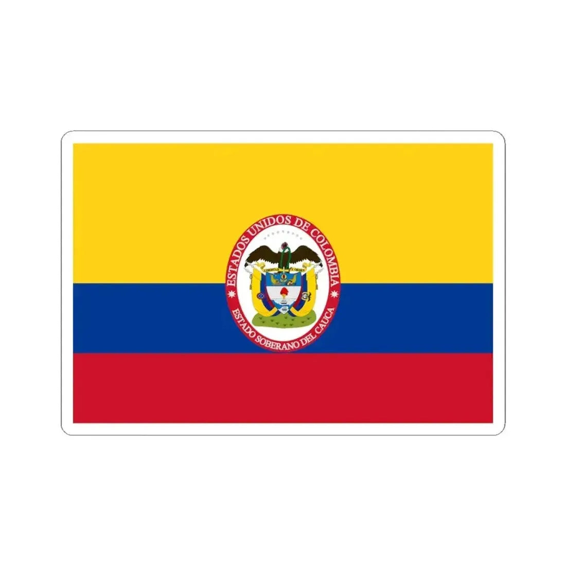 Flag of Sovereign State of Cauca (Colombia) STICKER Vinyl Kiss-Cut Decal 4 Inch White - The Sticker Space