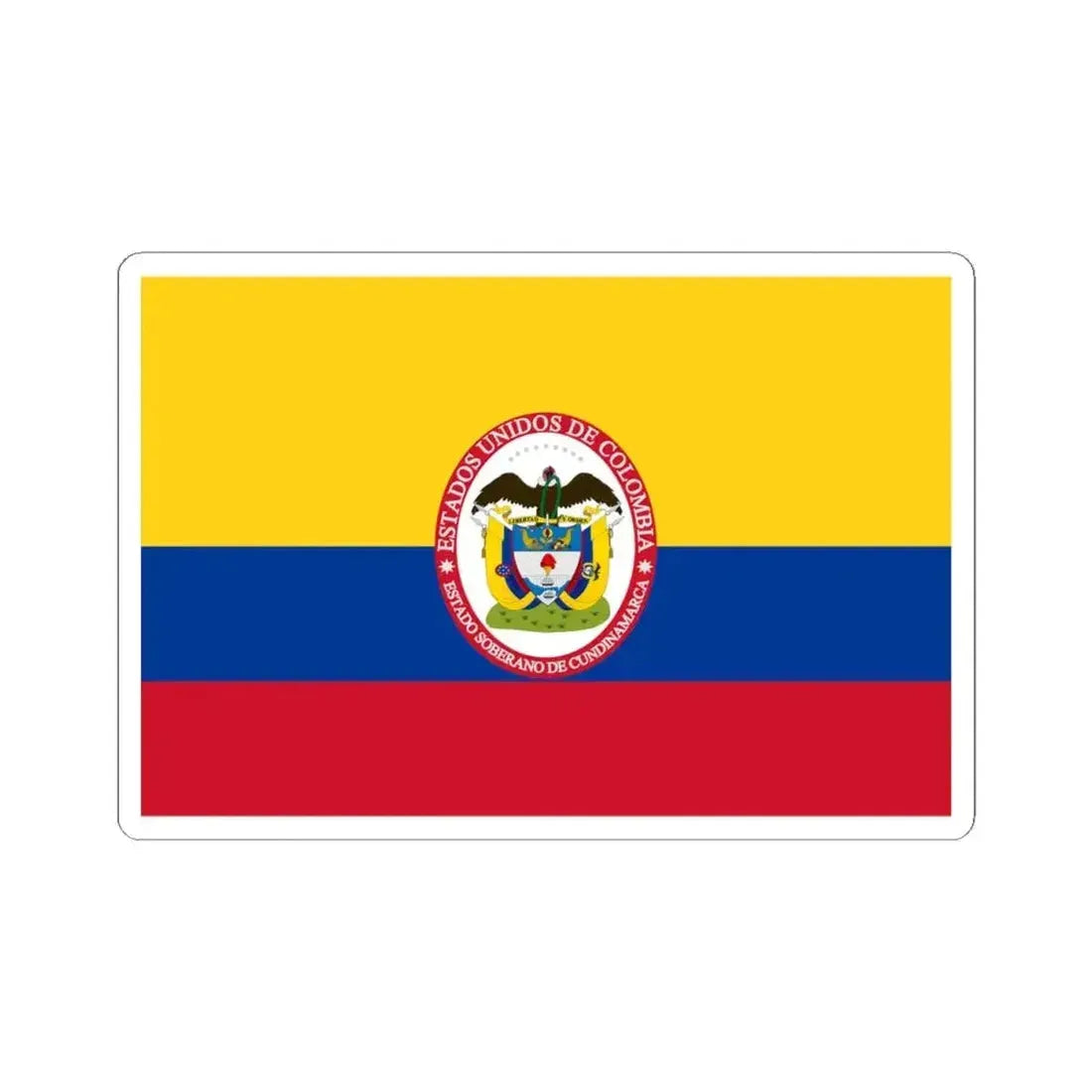 Flag of Sovereign State of Cundinamarca (Colombia) STICKER Vinyl Kiss-Cut Decal 4 Inch White - The Sticker Space