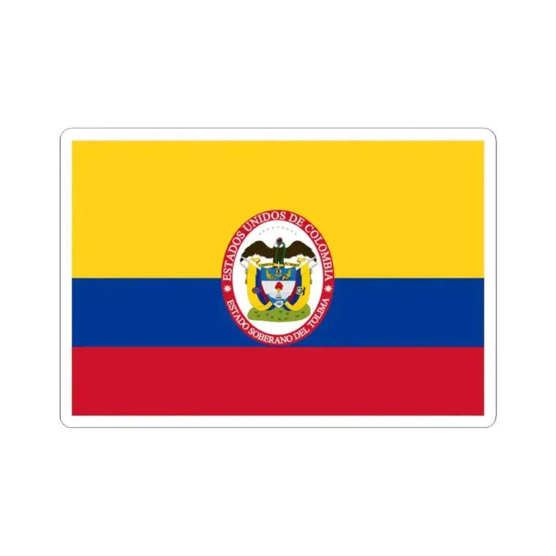 Flag of Sovereign State of Tolima (Colombia) STICKER Vinyl Kiss-Cut Decal 2 Inch White - The Sticker Space