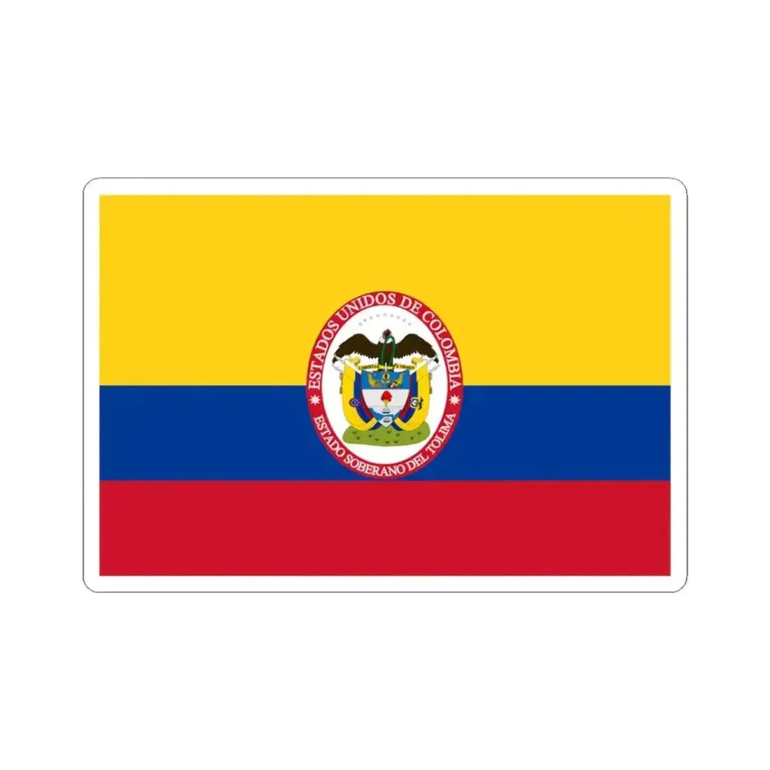 Flag of Sovereign State of Tolima (Colombia) STICKER Vinyl Kiss-Cut Decal 3 Inch White - The Sticker Space