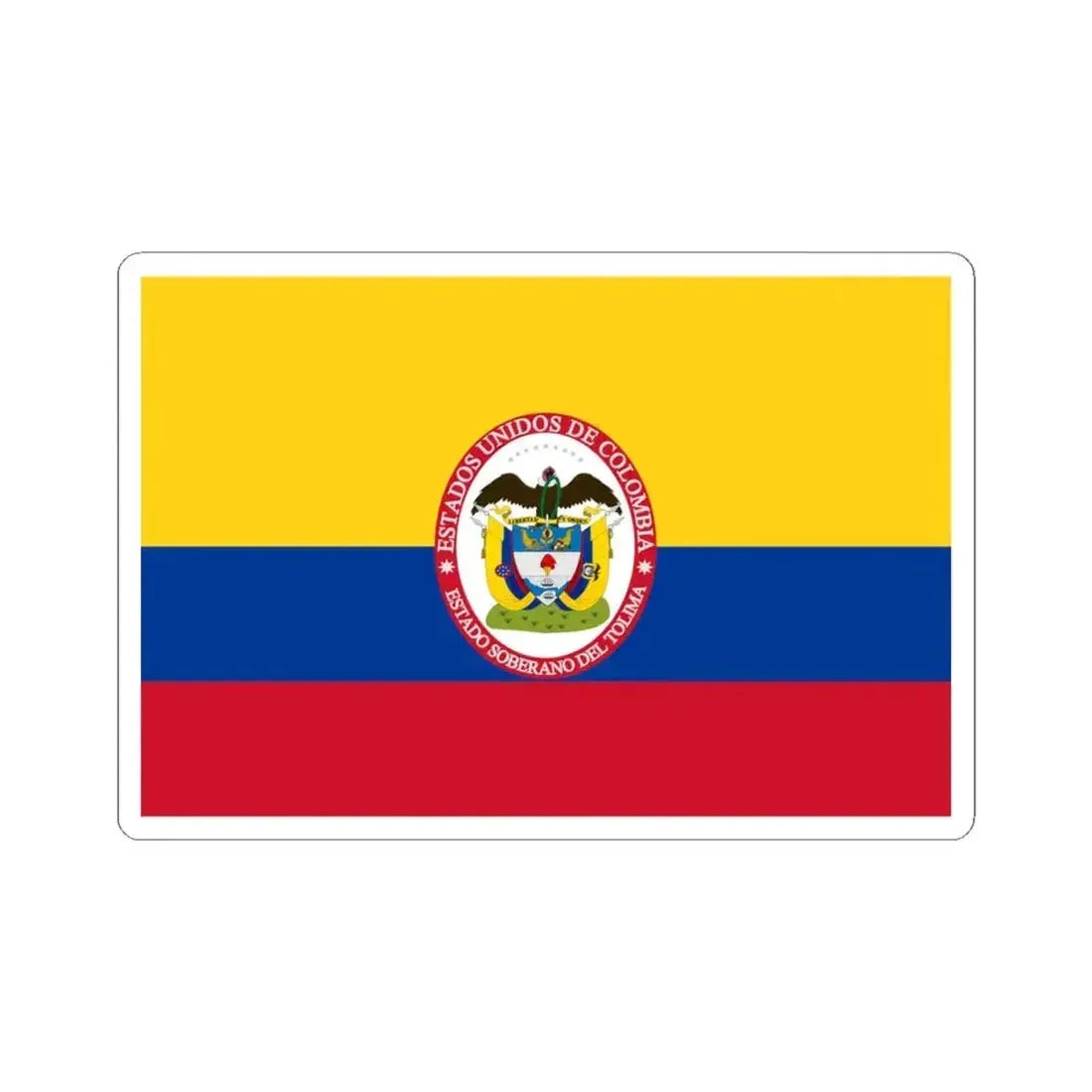 Flag of Sovereign State of Tolima (Colombia) STICKER Vinyl Kiss-Cut Decal 4 Inch White - The Sticker Space