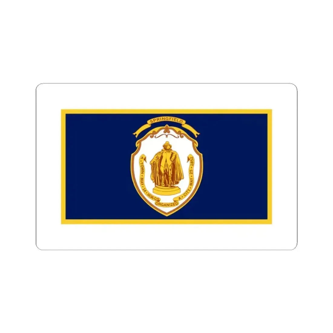 Flag of Springfield, Massachusetts - STICKER Vinyl Kiss-Cut Decal 2 Inch White - The Sticker Space