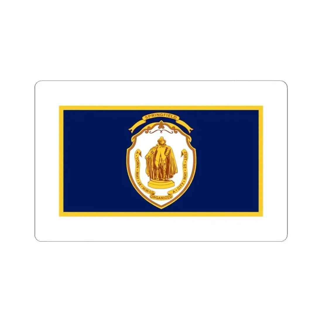 Flag of Springfield, Massachusetts - STICKER Vinyl Kiss-Cut Decal 3 Inch White - The Sticker Space