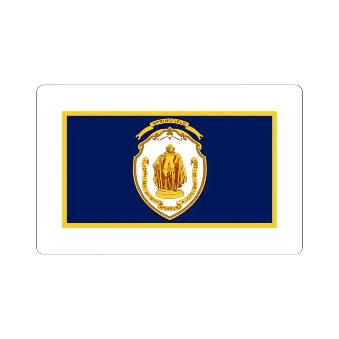 Flag of Springfield, Massachusetts - STICKER Vinyl Kiss-Cut Decal 4 Inch White - The Sticker Space