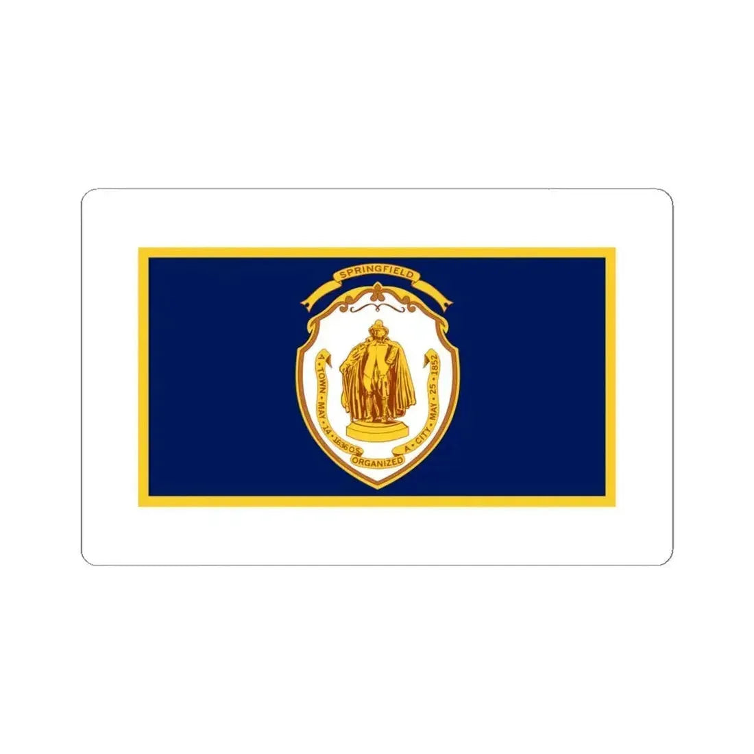 Flag of Springfield, Massachusetts - STICKER Vinyl Kiss-Cut Decal 6 Inch White - The Sticker Space