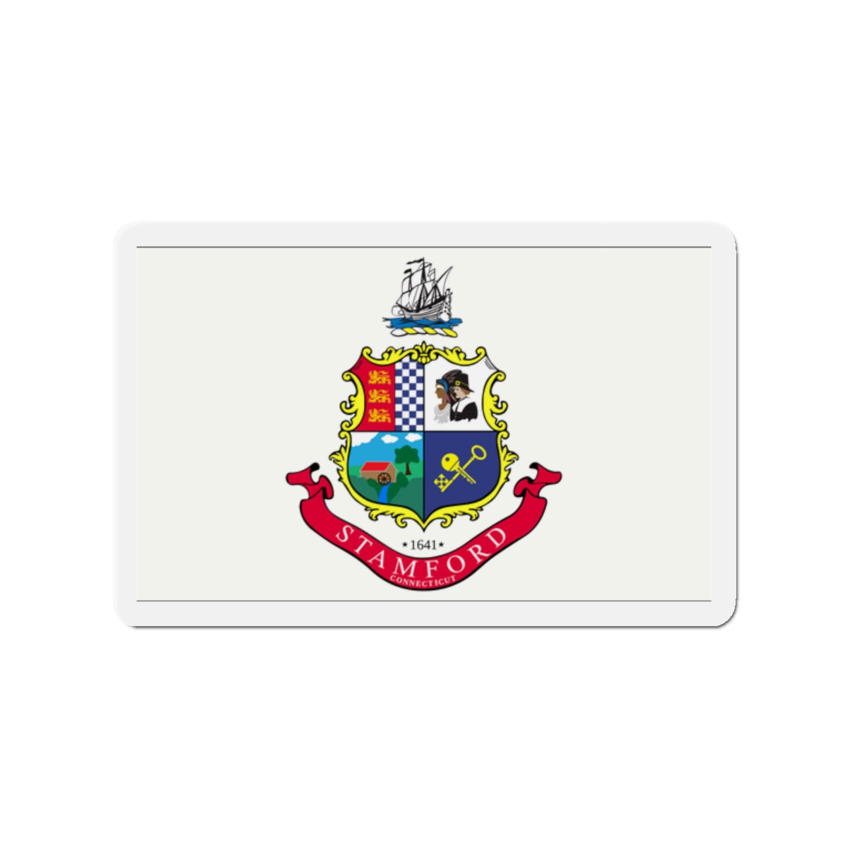 Flag of Stamford Connecticut - Die-Cut Magnet-2" x 2"-The Sticker Space