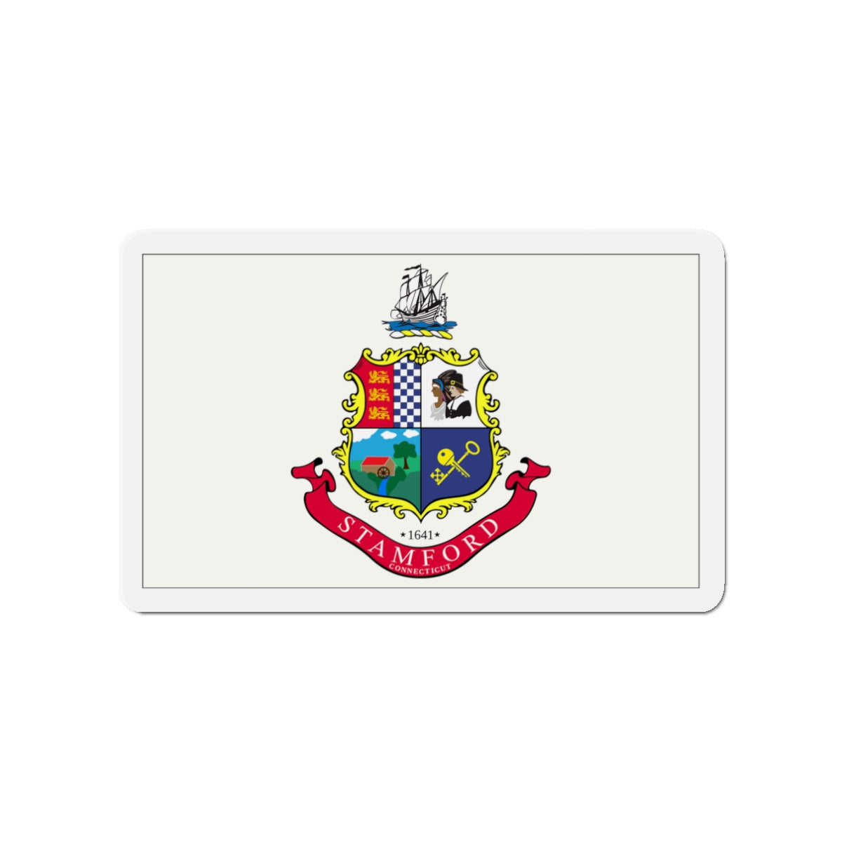 Flag of Stamford Connecticut - Die-Cut Magnet-3" x 3"-The Sticker Space