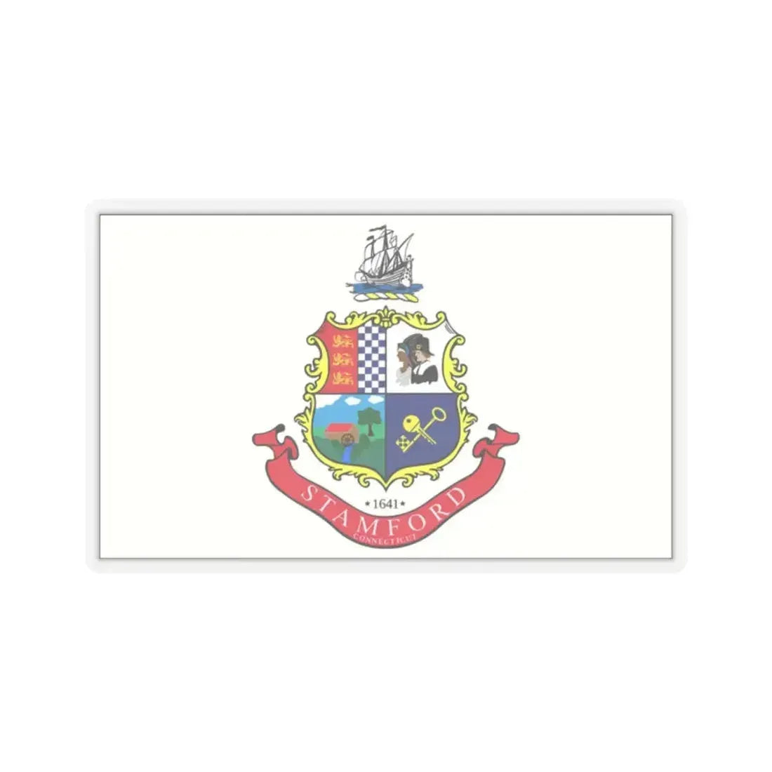 Flag of Stamford, Connecticut - STICKER Vinyl Kiss-Cut Decal 2 Inch Transparent - The Sticker Space