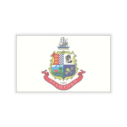 Flag of Stamford, Connecticut - STICKER Vinyl Kiss-Cut Decal 2 Inch Transparent - The Sticker Space