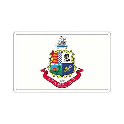 Flag of Stamford, Connecticut - STICKER Vinyl Kiss-Cut Decal 4 Inch White - The Sticker Space